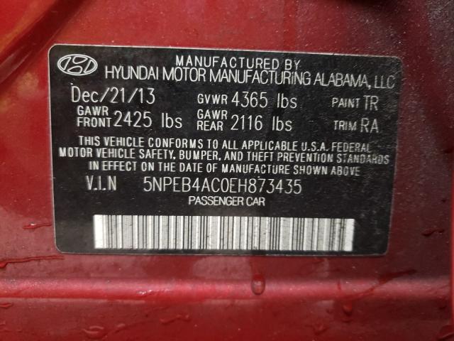 Photo 9 VIN: 5NPEB4AC0EH873435 - HYUNDAI SONATA GLS 