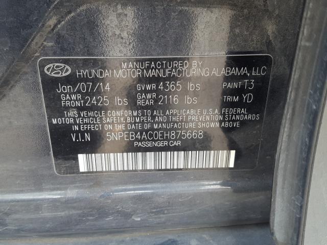 Photo 9 VIN: 5NPEB4AC0EH875668 - HYUNDAI SONATA GLS 