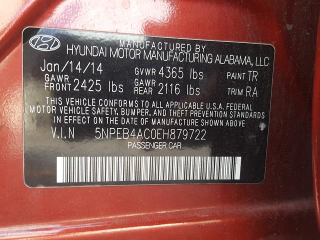 Photo 9 VIN: 5NPEB4AC0EH879722 - HYUNDAI SONATA GLS 