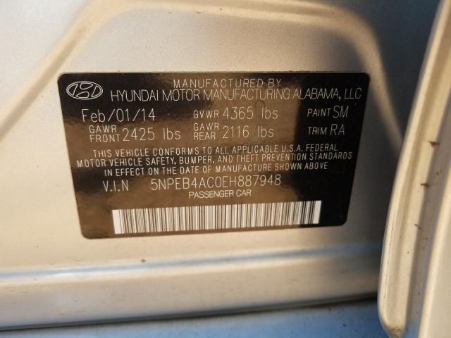 Photo 9 VIN: 5NPEB4AC0EH887948 - HYUNDAI SONATA GLS 