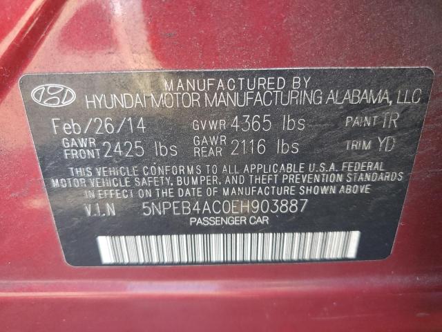 Photo 11 VIN: 5NPEB4AC0EH903887 - HYUNDAI SONATA 