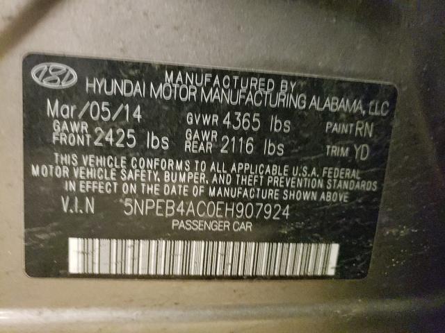 Photo 9 VIN: 5NPEB4AC0EH907924 - HYUNDAI SONATA 