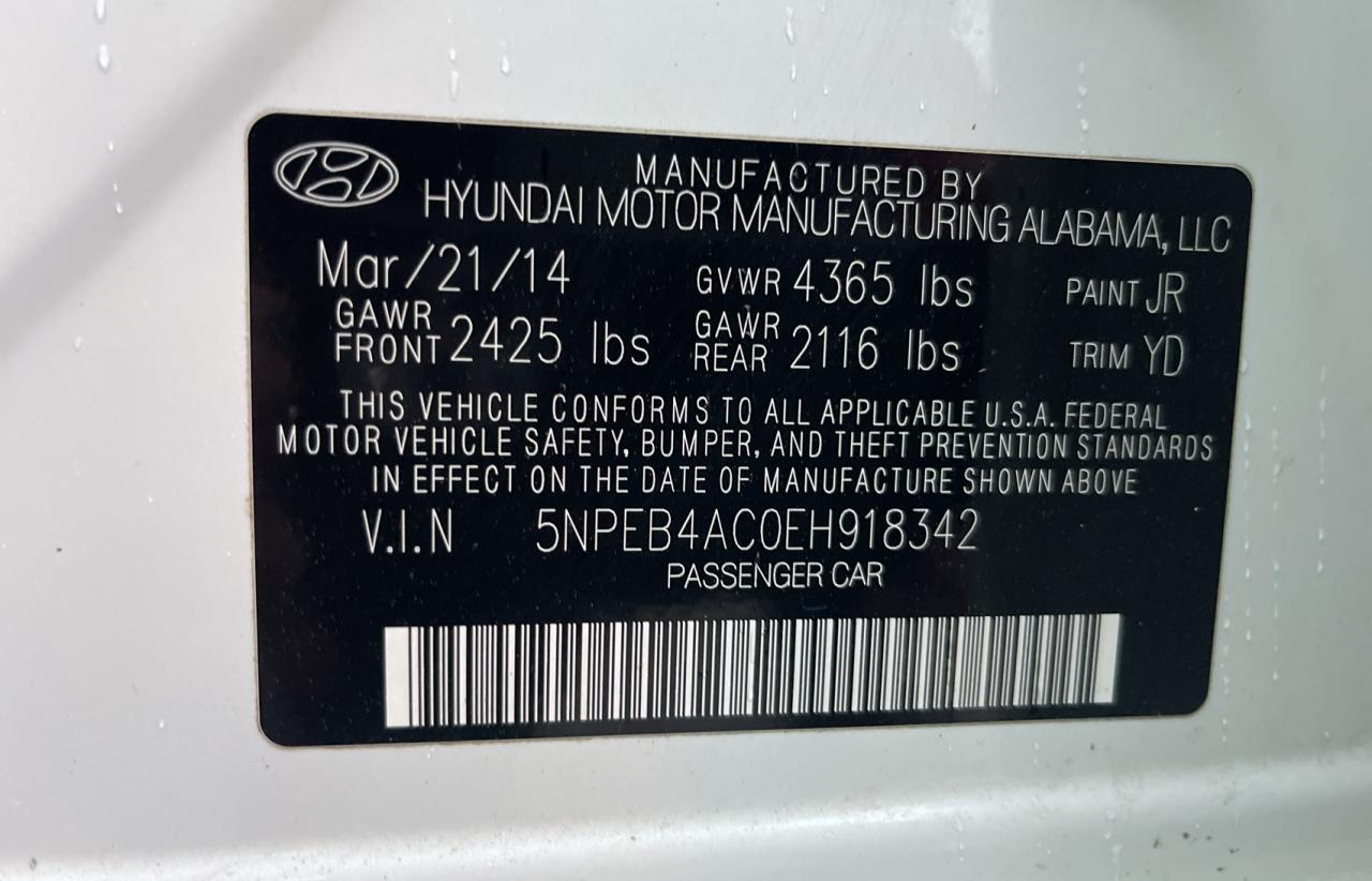 Photo 9 VIN: 5NPEB4AC0EH918342 - HYUNDAI SONATA 