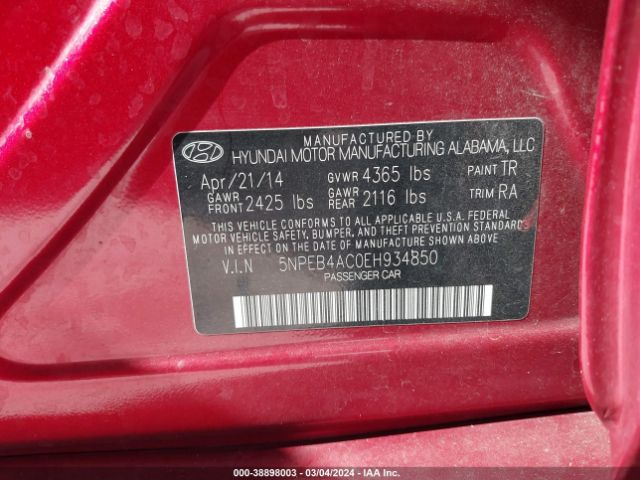 Photo 8 VIN: 5NPEB4AC0EH934850 - HYUNDAI SONATA 