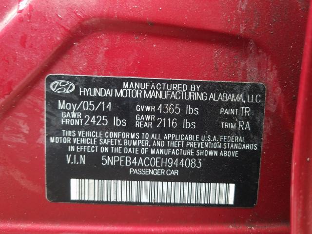 Photo 9 VIN: 5NPEB4AC0EH944083 - HYUNDAI SONATA GLS 