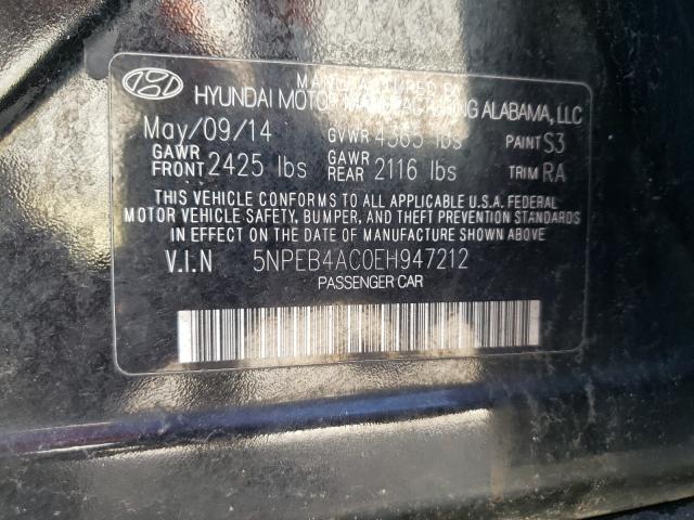 Photo 9 VIN: 5NPEB4AC0EH947212 - HYUNDAI SONATA GLS 