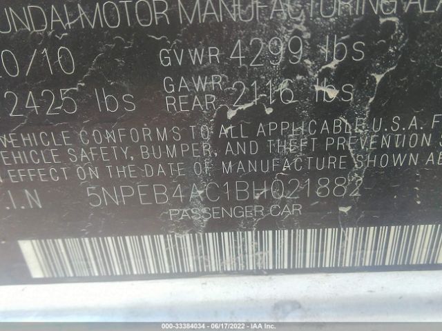 Photo 8 VIN: 5NPEB4AC1BH021882 - HYUNDAI SONATA 