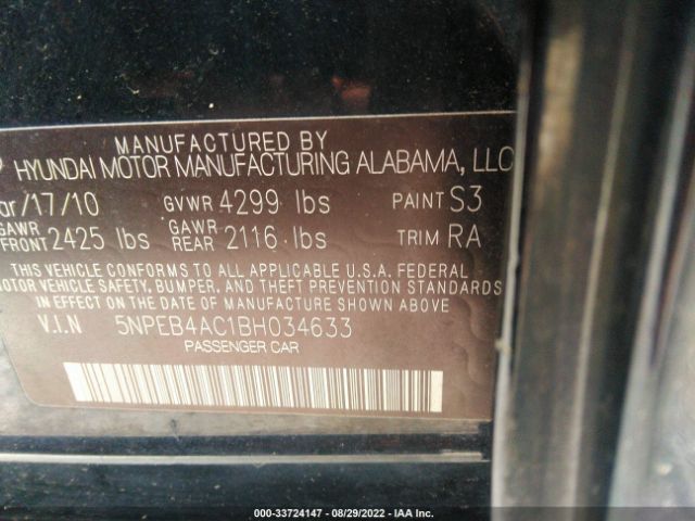 Photo 8 VIN: 5NPEB4AC1BH034633 - HYUNDAI SONATA 