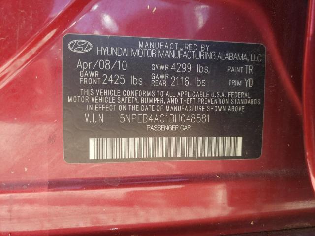 Photo 11 VIN: 5NPEB4AC1BH048581 - HYUNDAI SONATA GLS 