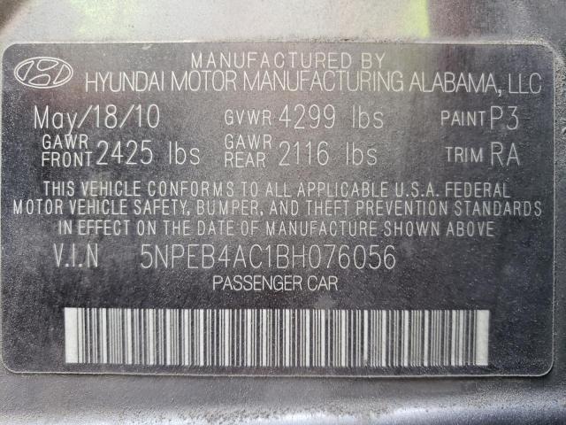 Photo 12 VIN: 5NPEB4AC1BH076056 - HYUNDAI SONATA GLS 