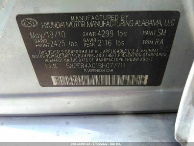 Photo 8 VIN: 5NPEB4AC1BH077711 - HYUNDAI SONATA 