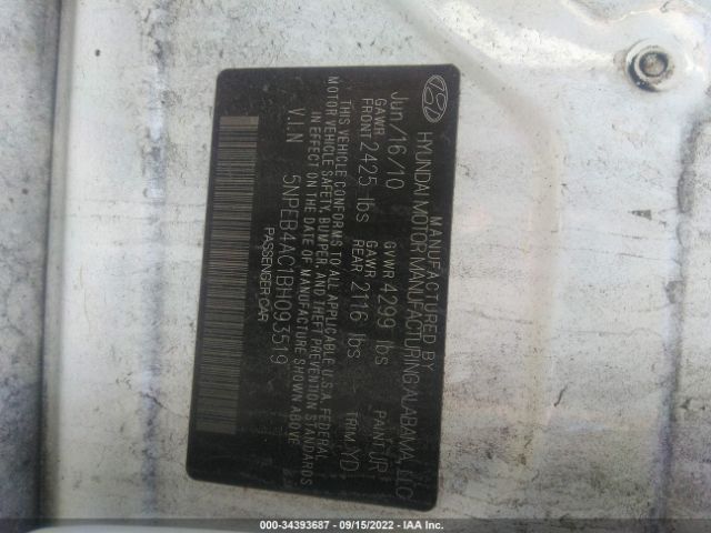 Photo 8 VIN: 5NPEB4AC1BH093519 - HYUNDAI SONATA 