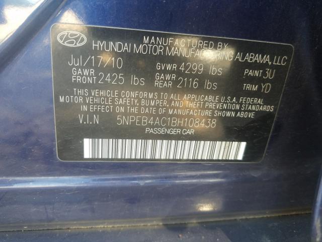 Photo 9 VIN: 5NPEB4AC1BH108438 - HYUNDAI SONATA GLS 