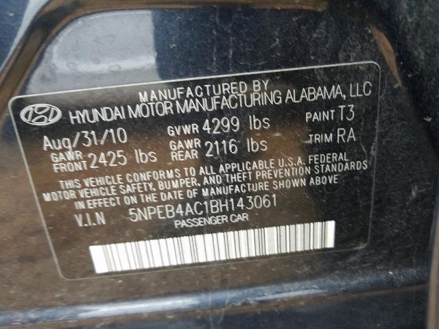 Photo 9 VIN: 5NPEB4AC1BH143061 - HYUNDAI SONATA 