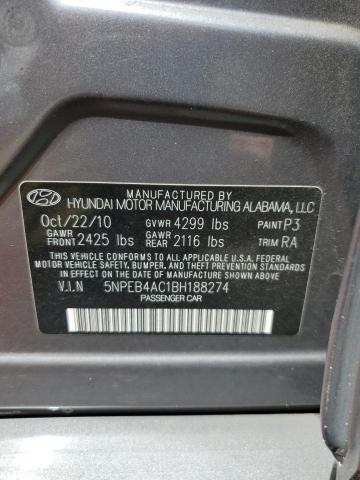 Photo 11 VIN: 5NPEB4AC1BH188274 - HYUNDAI SONATA GLS 