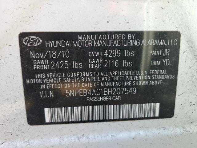 Photo 9 VIN: 5NPEB4AC1BH207549 - HYUNDAI SONATA GLS 