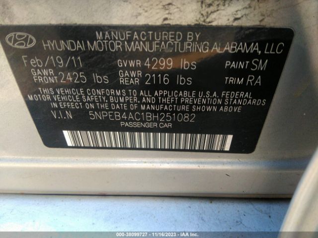 Photo 8 VIN: 5NPEB4AC1BH251082 - HYUNDAI SONATA 