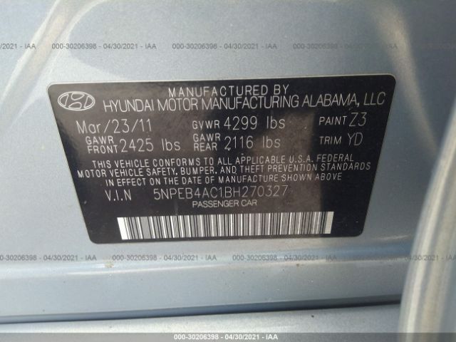 Photo 8 VIN: 5NPEB4AC1BH270327 - HYUNDAI SONATA 