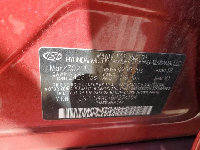 Photo 11 VIN: 5NPEB4AC1BH274104 - HYUNDAI SONATA 