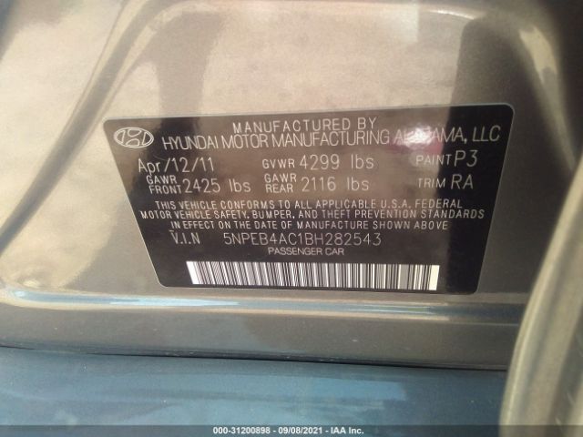 Photo 8 VIN: 5NPEB4AC1BH282543 - HYUNDAI SONATA 