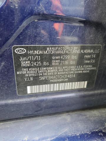 Photo 11 VIN: 5NPEB4AC1CH314814 - HYUNDAI SONATA GLS 