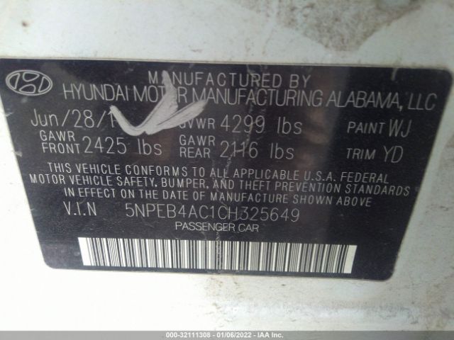 Photo 8 VIN: 5NPEB4AC1CH325649 - HYUNDAI SONATA 