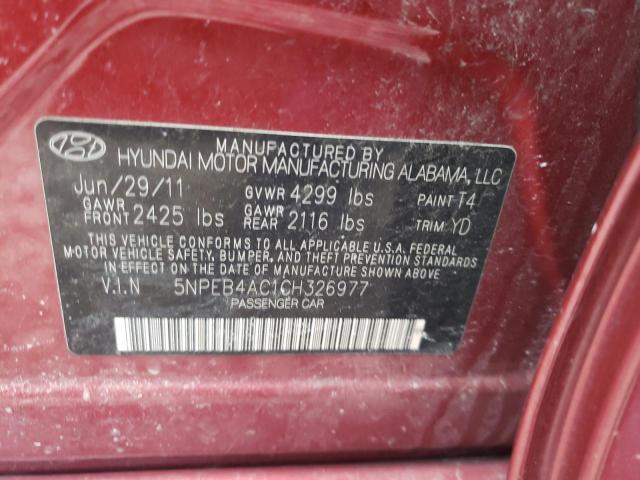 Photo 9 VIN: 5NPEB4AC1CH326977 - HYUNDAI SONATA GLS 