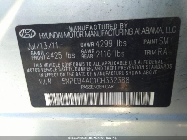 Photo 8 VIN: 5NPEB4AC1CH332388 - HYUNDAI SONATA 