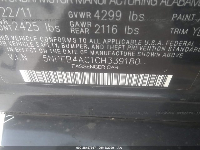 Photo 8 VIN: 5NPEB4AC1CH339180 - HYUNDAI SONATA 