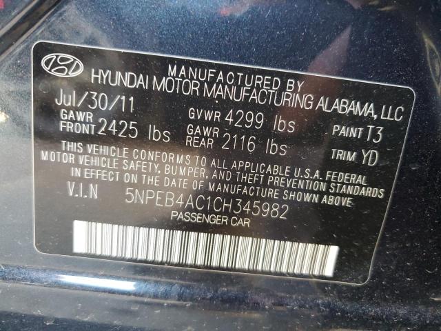 Photo 9 VIN: 5NPEB4AC1CH345982 - HYUNDAI SONATA GLS 