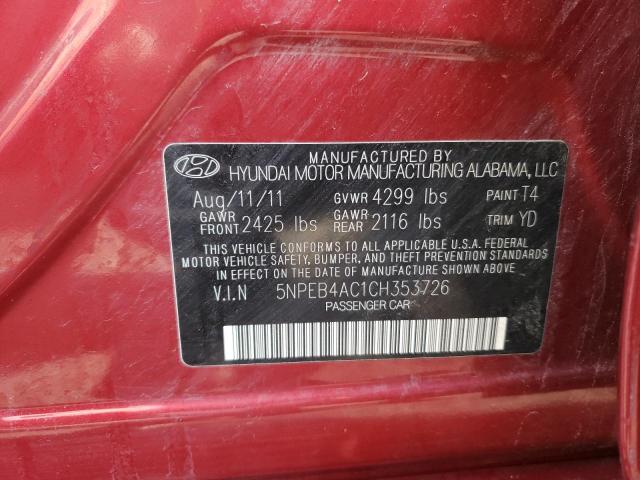 Photo 9 VIN: 5NPEB4AC1CH353726 - HYUNDAI SONATA GLS 