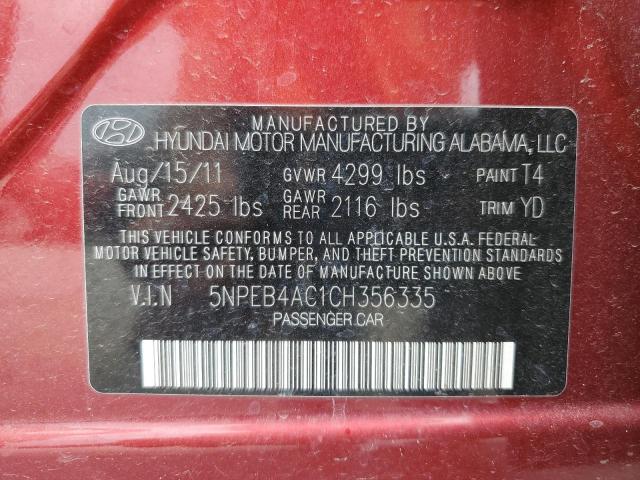 Photo 11 VIN: 5NPEB4AC1CH356335 - HYUNDAI SONATA 