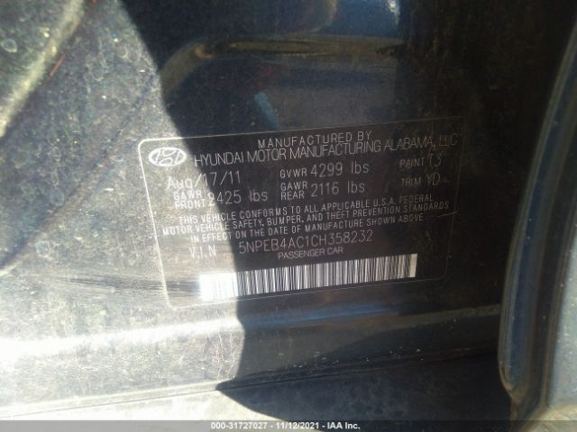 Photo 8 VIN: 5NPEB4AC1CH358232 - HYUNDAI SONATA 