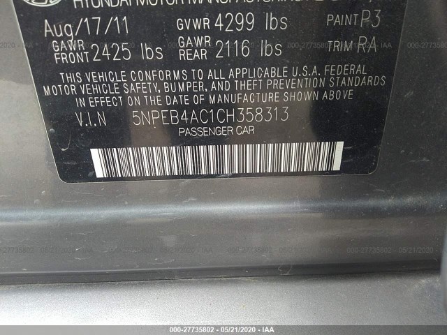 Photo 8 VIN: 5NPEB4AC1CH358313 - HYUNDAI SONATA 