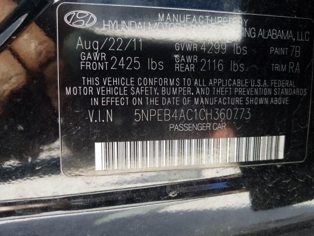 Photo 9 VIN: 5NPEB4AC1CH360773 - HYUNDAI SONATA GLS 