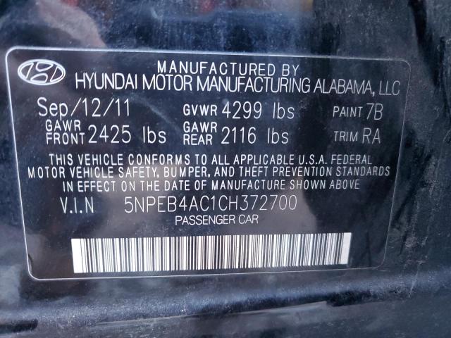 Photo 11 VIN: 5NPEB4AC1CH372700 - HYUNDAI SONATA 