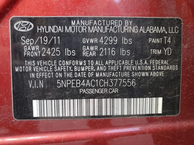 Photo 11 VIN: 5NPEB4AC1CH377556 - HYUNDAI SONATA GLS 