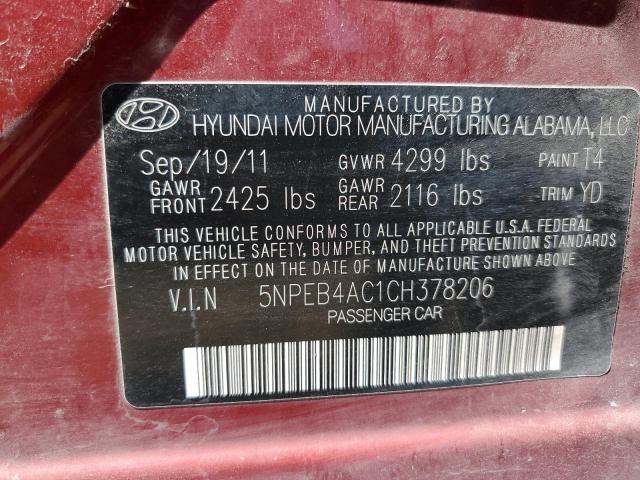 Photo 11 VIN: 5NPEB4AC1CH378206 - HYUNDAI SONATA GLS 