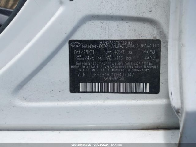 Photo 8 VIN: 5NPEB4AC1CH407347 - HYUNDAI SONATA 