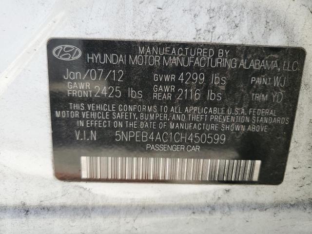 Photo 11 VIN: 5NPEB4AC1CH450599 - HYUNDAI SONATA 