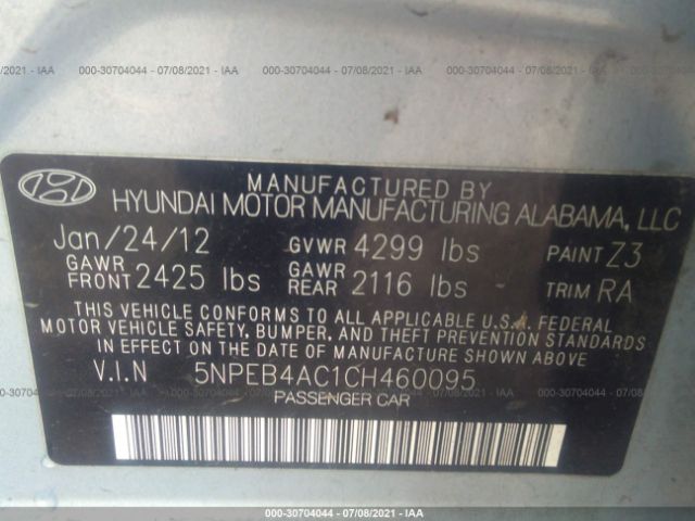 Photo 8 VIN: 5NPEB4AC1CH460095 - HYUNDAI SONATA 