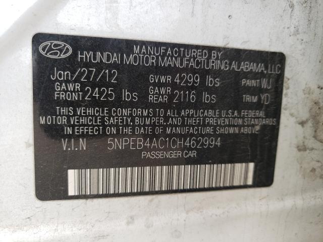 Photo 9 VIN: 5NPEB4AC1CH462994 - HYUNDAI SONATA GLS 