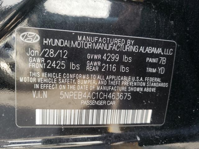 Photo 9 VIN: 5NPEB4AC1CH463675 - HYUNDAI SONATA GLS 