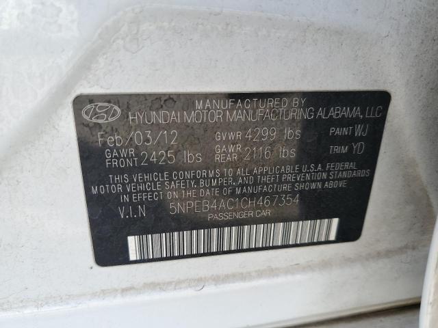 Photo 11 VIN: 5NPEB4AC1CH467354 - HYUNDAI SONATA GLS 