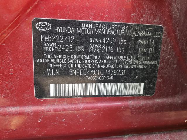 Photo 9 VIN: 5NPEB4AC1CH479231 - HYUNDAI SONATA GLS 