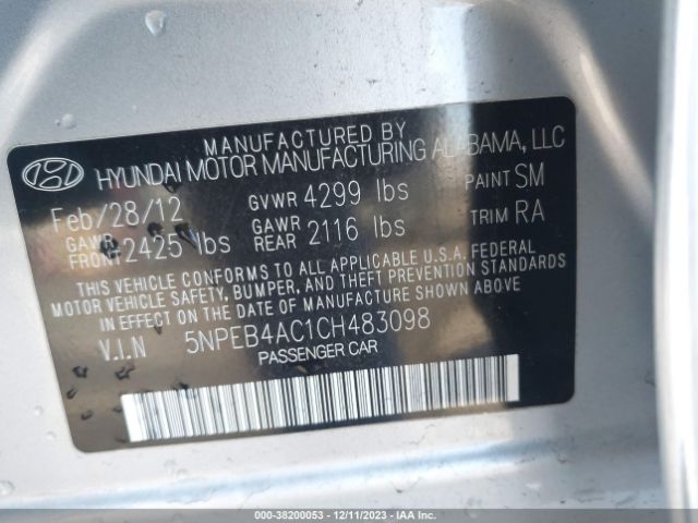 Photo 8 VIN: 5NPEB4AC1CH483098 - HYUNDAI SONATA 