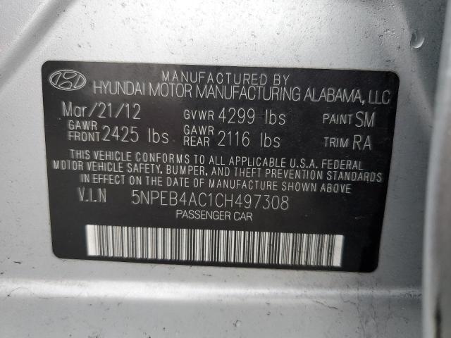 Photo 12 VIN: 5NPEB4AC1CH497308 - HYUNDAI SONATA 