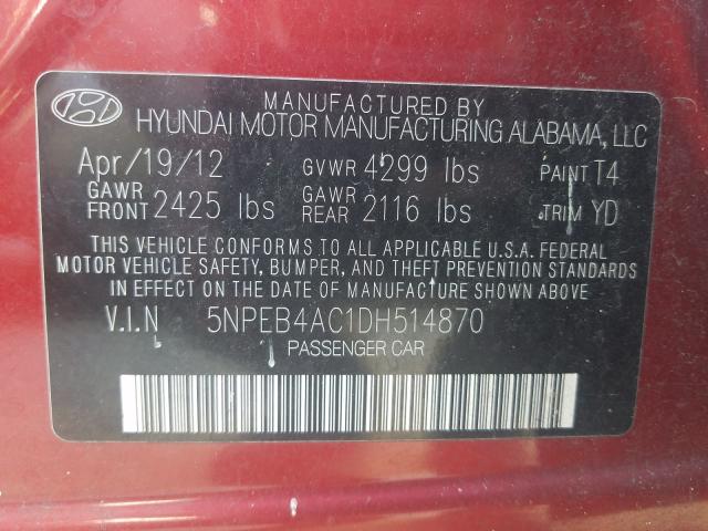 Photo 9 VIN: 5NPEB4AC1DH514870 - HYUNDAI SONATA GLS 