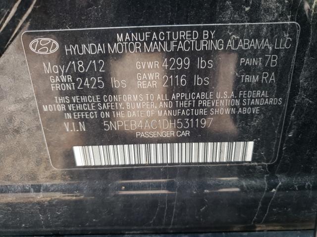 Photo 9 VIN: 5NPEB4AC1DH531197 - HYUNDAI SONATA GLS 