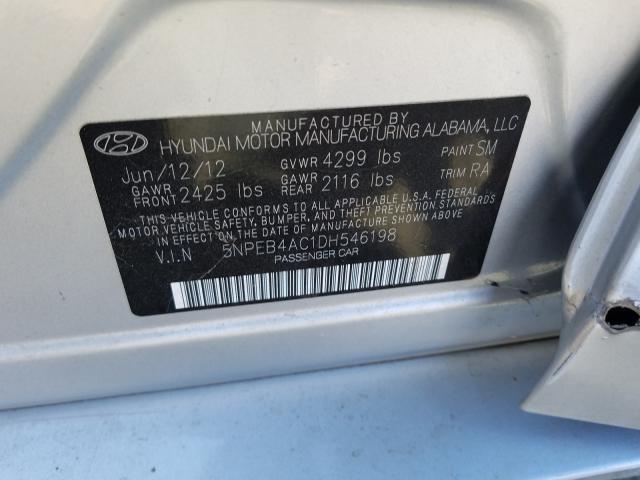 Photo 9 VIN: 5NPEB4AC1DH546198 - HYUNDAI SONATA GLS 